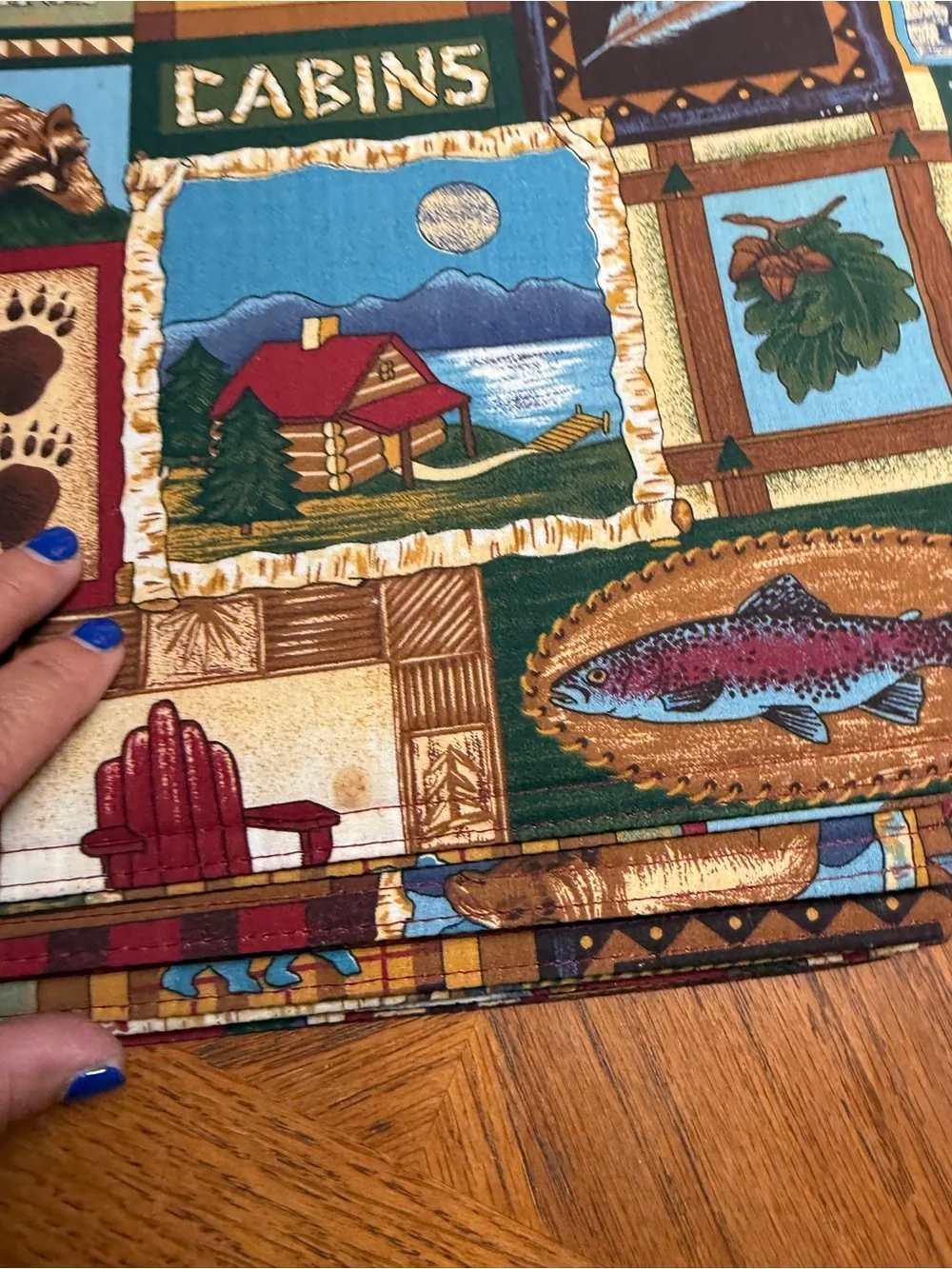 Cabin Decor -  Lodge Print Placemats with Red Buffalo Check - Lot of 8